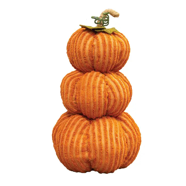 Orange Chenille Pumpkin Stack Decorative Tabletop Object