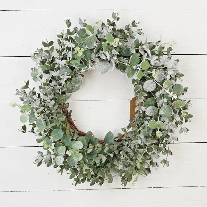 Snowy Flocked Eucalyptus Wreath