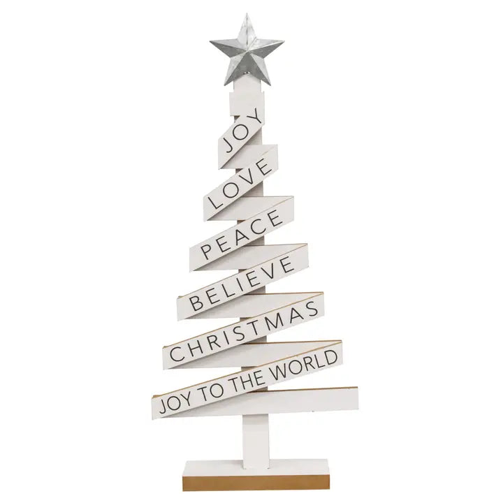 Woodland White Christmas Tree W/Sayings