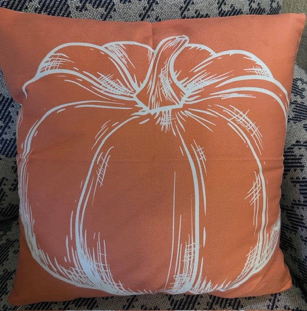 Orange pillow cover with large pumpkin