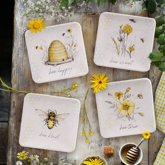 Bee Sweet 6" Canape Plates 4 assorted
