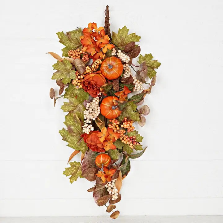24inLx12inW Teardrop-Mix Fall Hydrangea, Peony