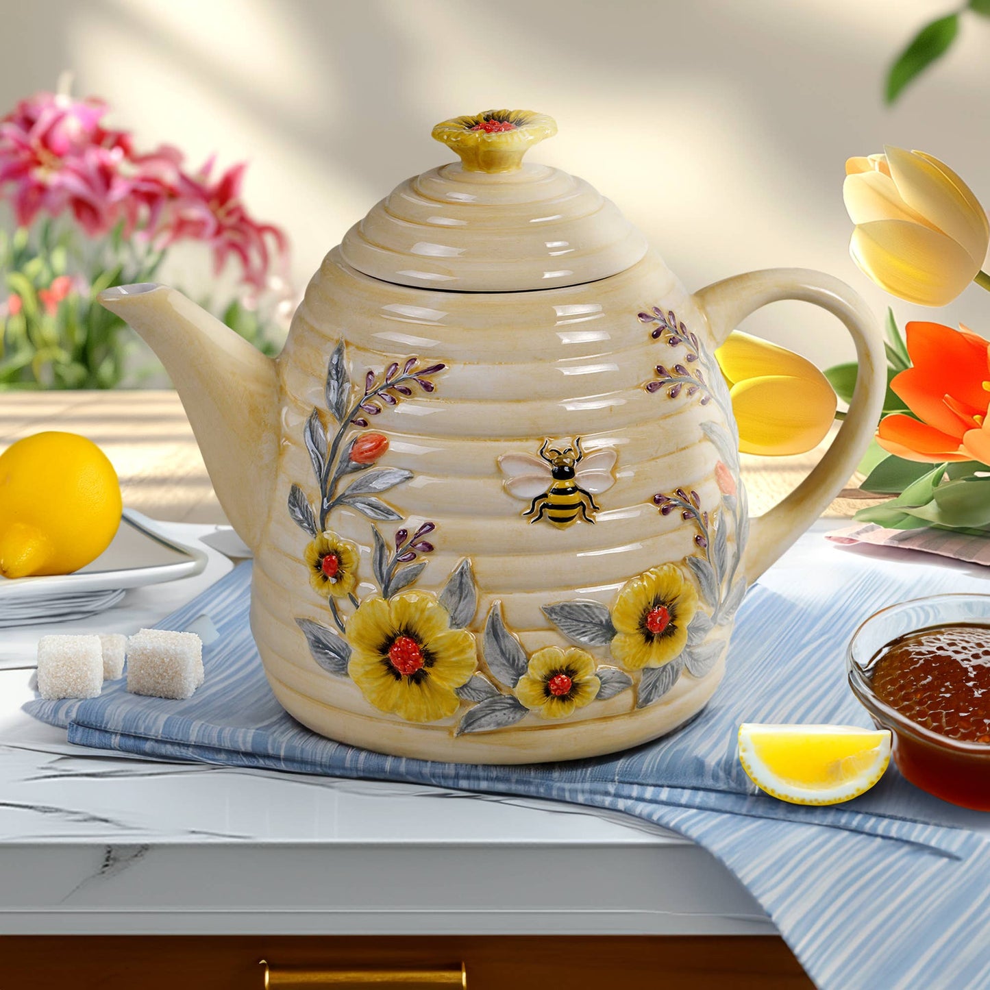 Bee Sweet 3-D Beehive Teapot