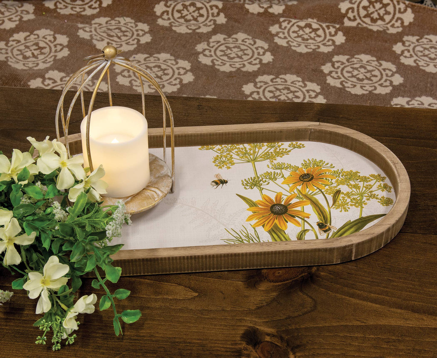 Bumble Bee & Flower Oval Tray
