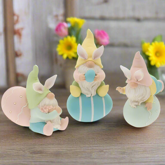 Easter Gnomes On Eggs Set of 3 Easter Décor