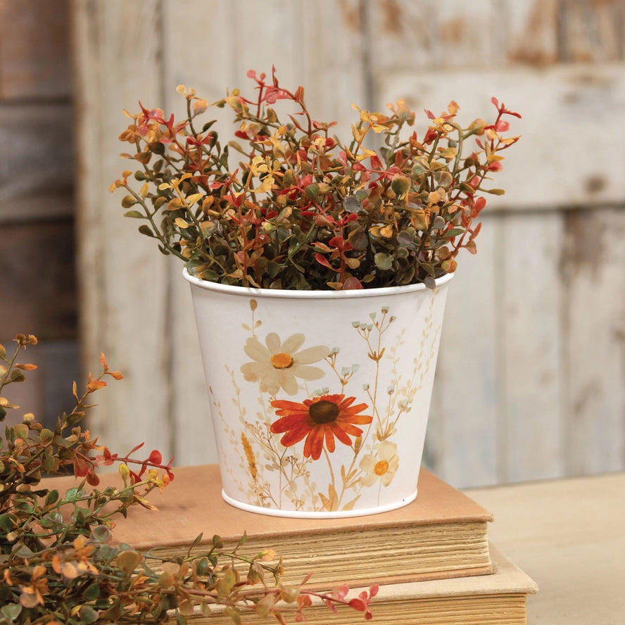Fall Florals Metal Bucket