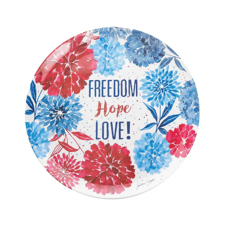 Patriotic Red White & Bloom 4th of July Platter