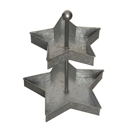 Silver 4th of July Patriotic 2 Tiered Star Tray