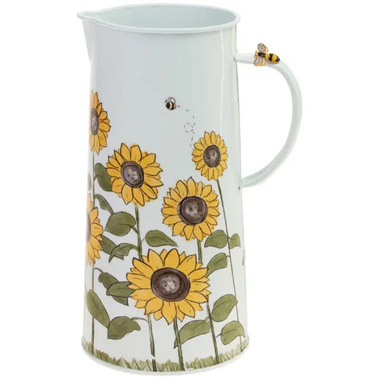 Tall Metal Sunflower Pitcher