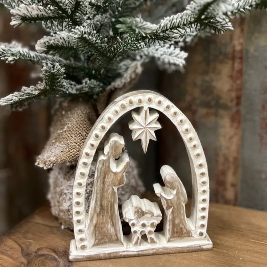 Wooden Beaded Nativity 7 x 6"
