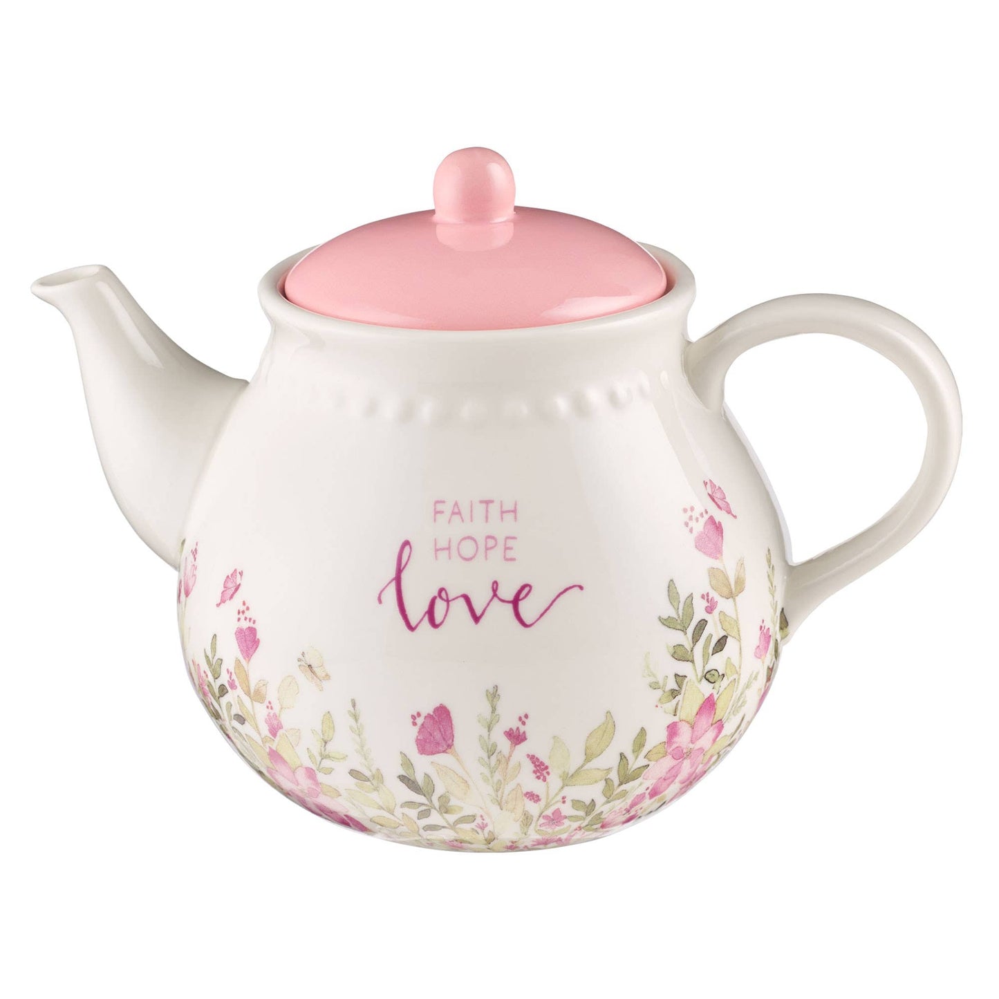 Teapot Pink Faith Hope Love Floral