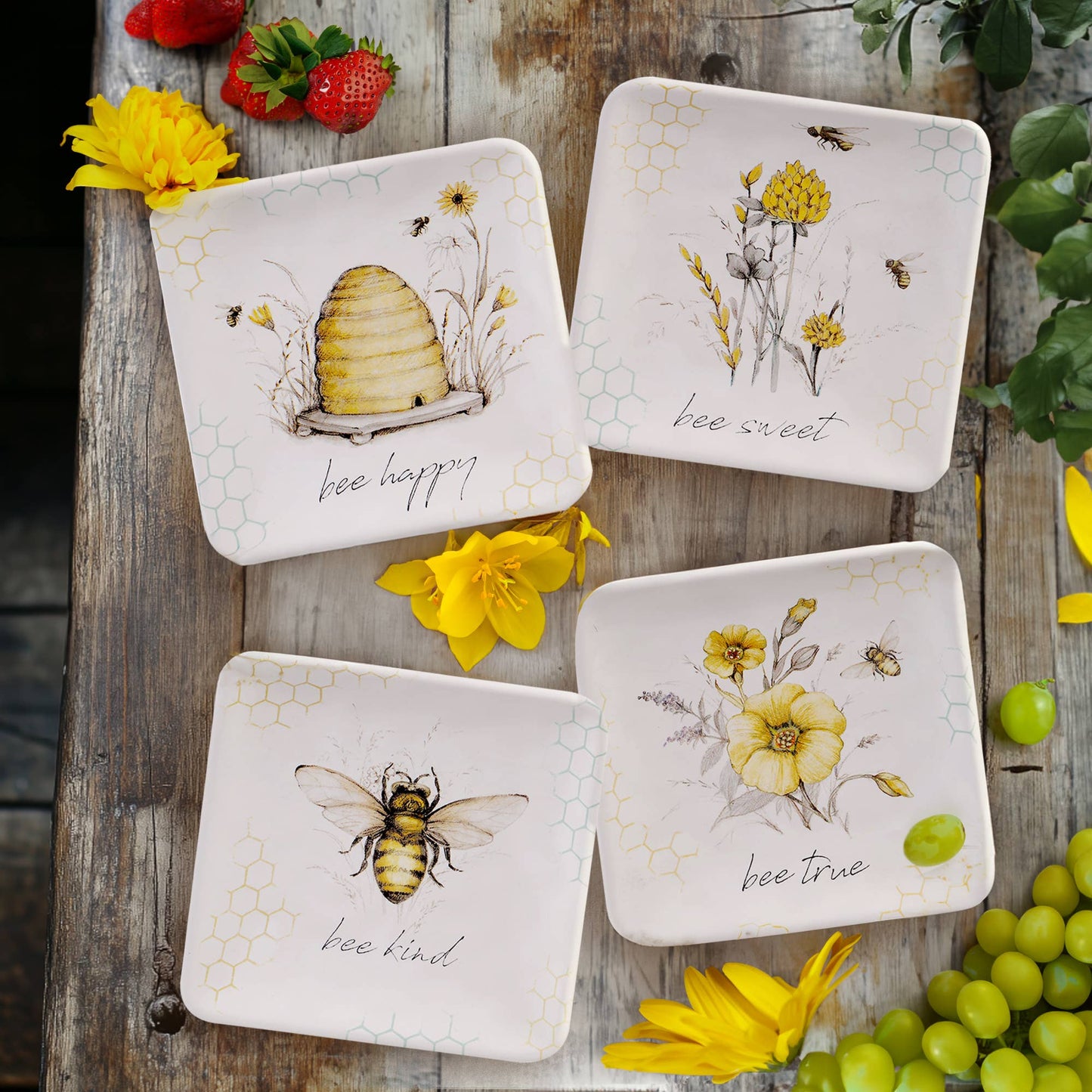 Bee Sweet 6" Canape Plates 4 assorted